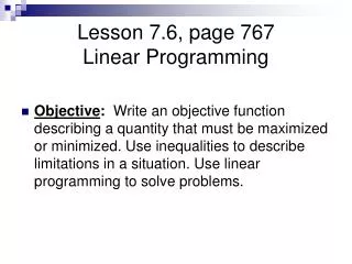 Lesson 7.6, page 767 Linear Programming