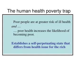 The human health poverty trap