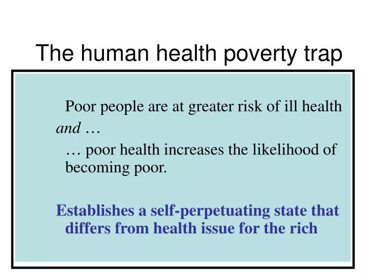 the human health poverty trap