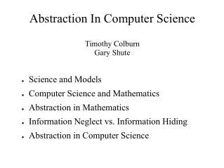 Abstraction In Computer Science Timothy Colburn Gary Shute
