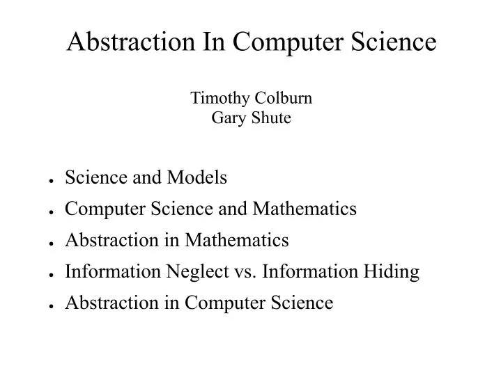 abstraction in computer science timothy colburn gary shute