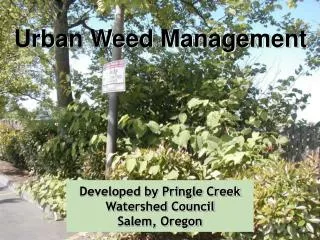 Developed by Pringle Creek Watershed Council Salem, Oregon