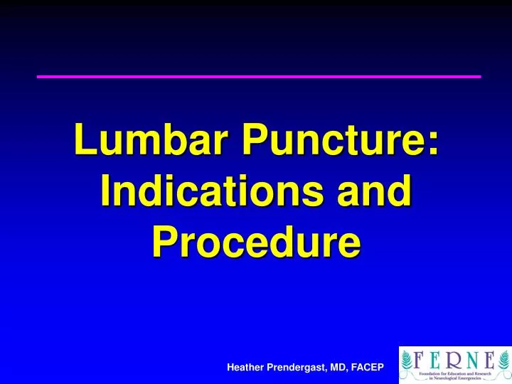 lumbar puncture indications and procedure