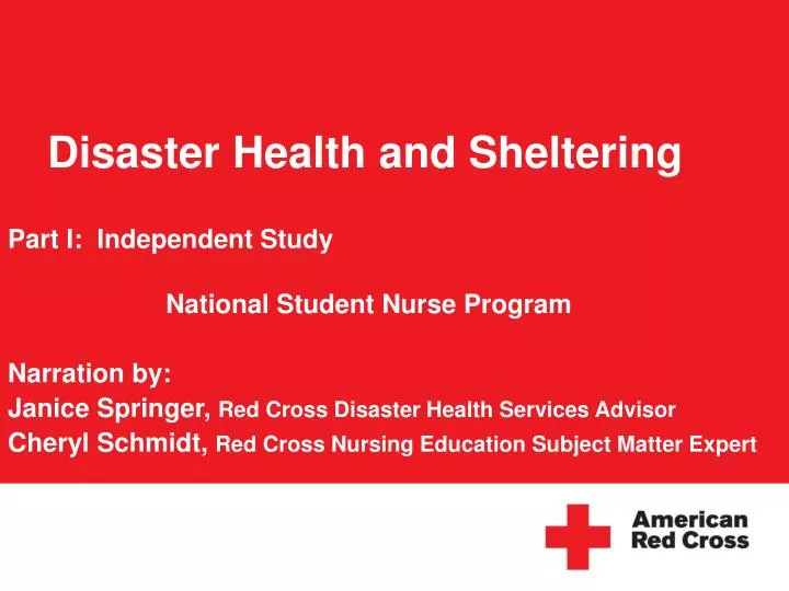 disaster health and sheltering