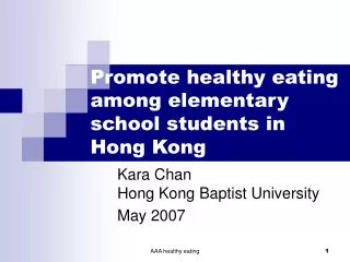Promote healthy eating among elementary school students in Hong Kong