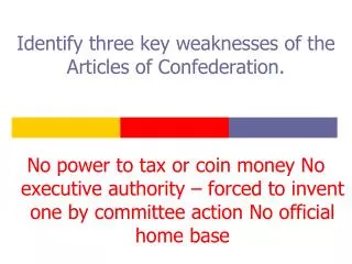 Identify three key weaknesses of the Articles of Confederation.