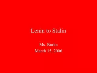 Lenin to Stalin