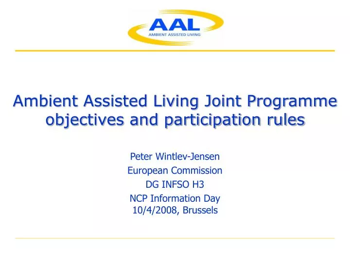 ambient assisted living joint programme objectives and participation rules