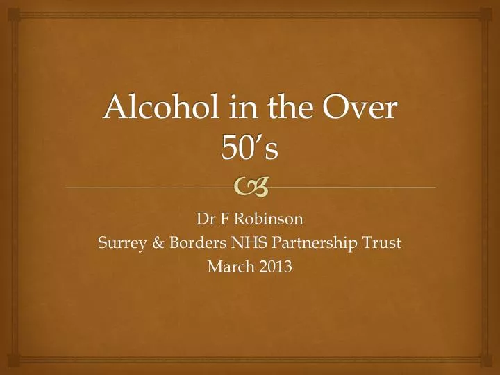 alcohol in the over 50 s