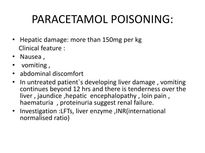 paracetamol poisoning