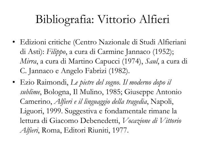 bibliografia vittorio alfieri