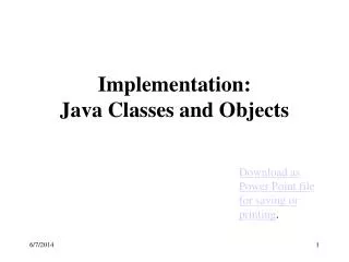 Implementation: Java Classes and Objects