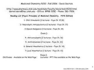 Medicinal Chemistry 5210 - Fall 2006 - Davis Section.