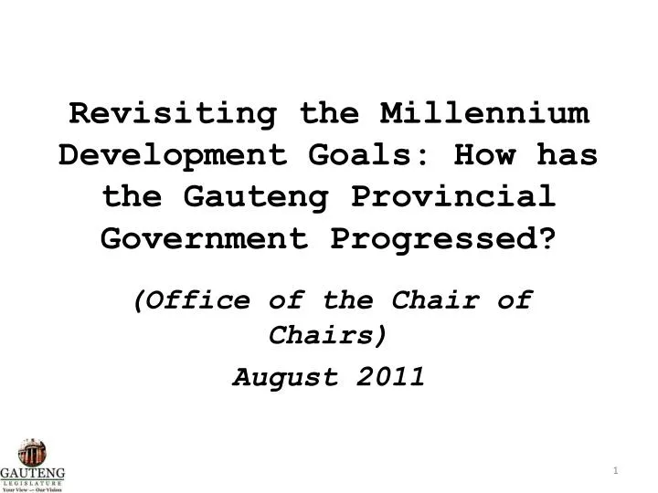 revisiting the millennium development goals how has the gauteng provincial government progressed