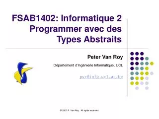 FSAB1402: Informatique 2 Programmer avec des Types Abstraits