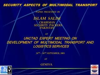 SECURITY ASPECTS OF MULTIMODAL TRANSPORT
