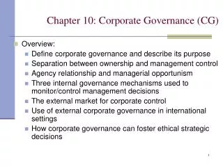 Chapter 10: Corporate Governance (CG)