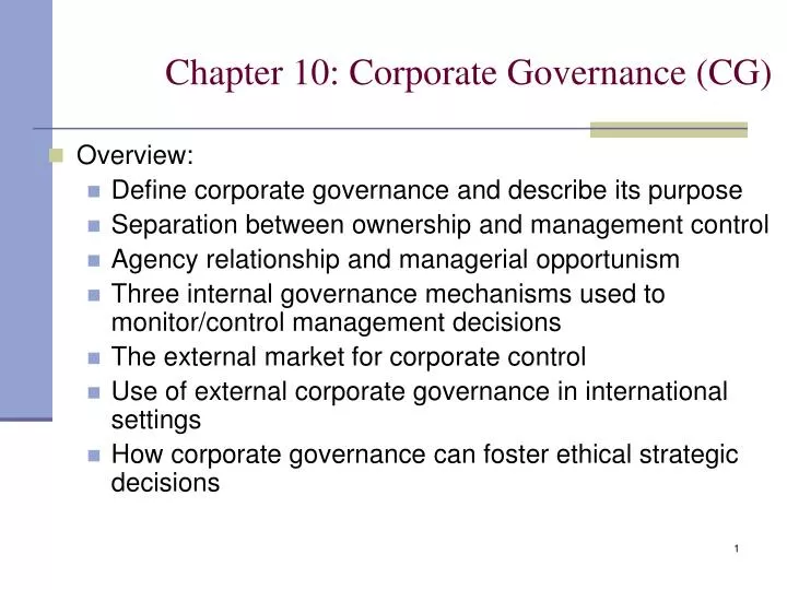 chapter 10 corporate governance cg