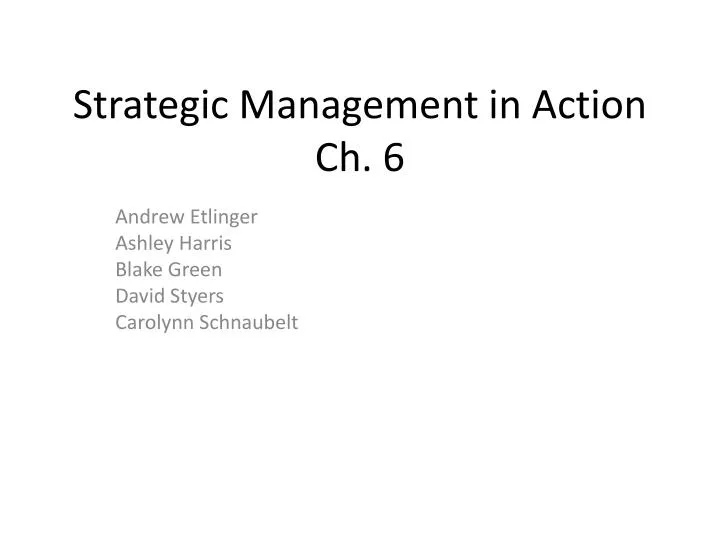 strategic management in action ch 6