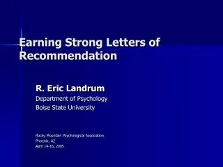 Earning Strong Letters of Recommendation
