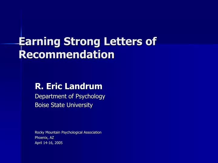 earning strong letters of recommendation