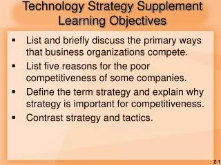 Technology Strategy Supplement Learning Objectives