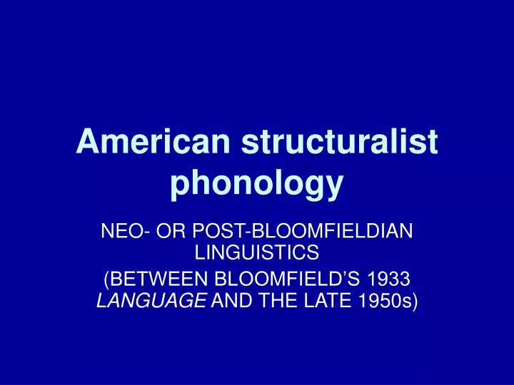 american structuralist phonology