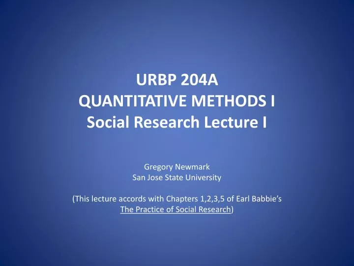 urbp 204a quantitative methods i social research lecture i