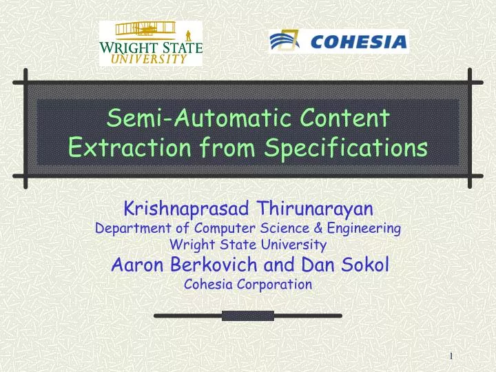 semi automatic content extraction from specifications