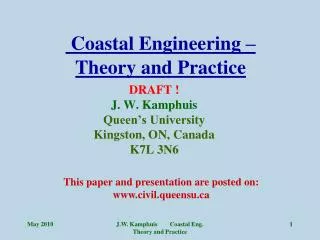 Coastal Engineering – Theory and Practice