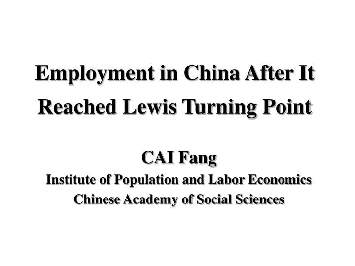 employment in china after it reached lewis turning point