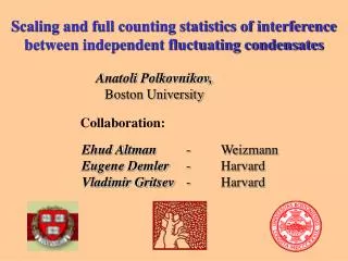 Scaling and full counting statistics of interference between independent fluctuating condensates