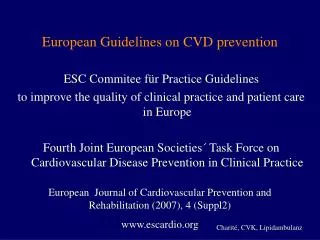 European Guidelines on CVD prevention