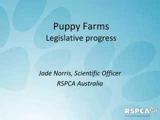 Puppy Farms Legislative progress