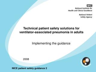 Technical patient safety solutions for ventilator-associated pneumonia in adults