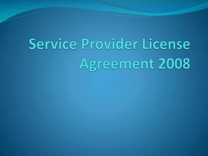 service provider license agreement 2008