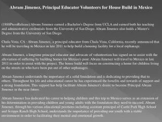 abram jimenez, principal educator volunteers for house build