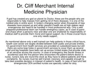 dr. cliff merchant: internal medicine physician