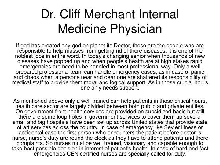 dr cliff merchant internal medicine physician