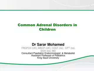 Common Adrenal Disorders in Children