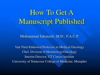 How To Get A Manuscript Published