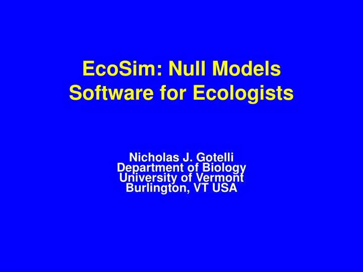 ecosim null models software for ecologists