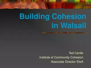 Building Cohesion in Walsall