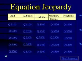 Equation Jeopardy