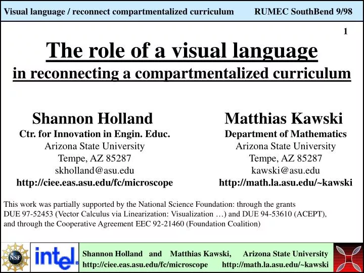 the role of a visual language in reconnecting a compartmentalized curriculum