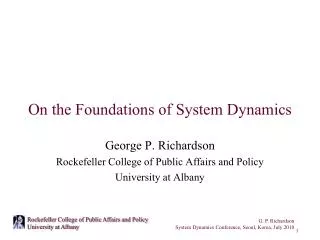 On the Foundations of System Dynamics