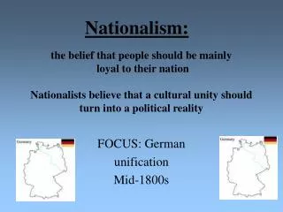 FOCUS: German unification Mid-1800s