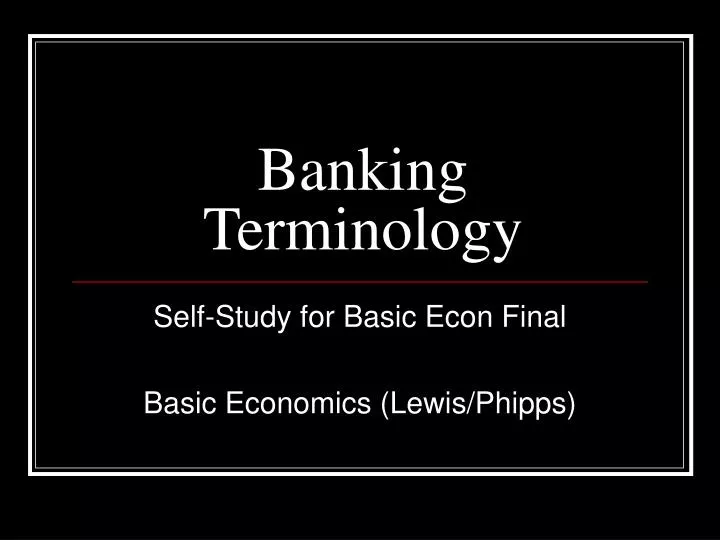 banking terminology