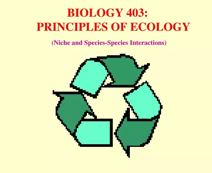 biology 403 principles of ecology niche and species species interactions