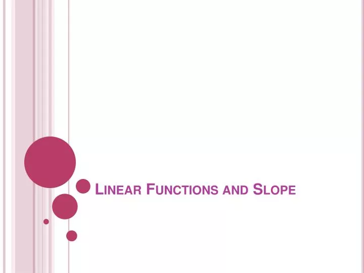 linear functions and slope